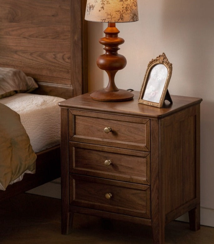 Black Walnut Solid Wood Nightstand.