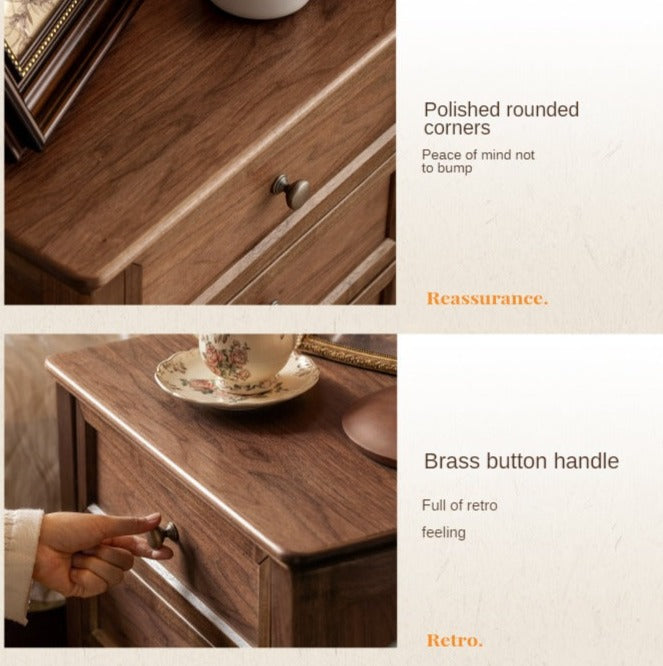 Black Walnut Solid Wood Nightstand.