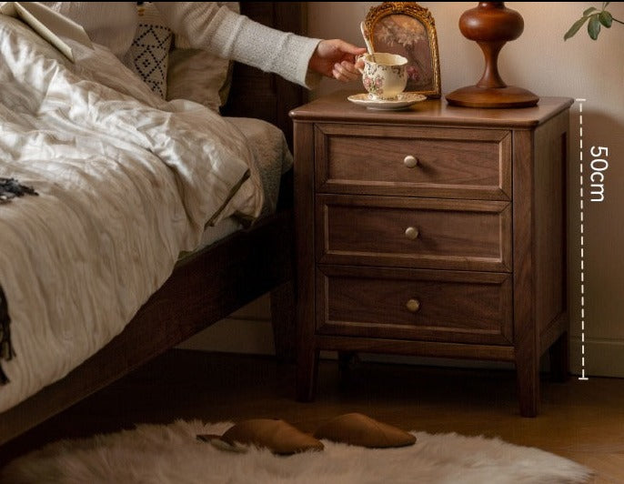 Black Walnut Solid Wood Nightstand.