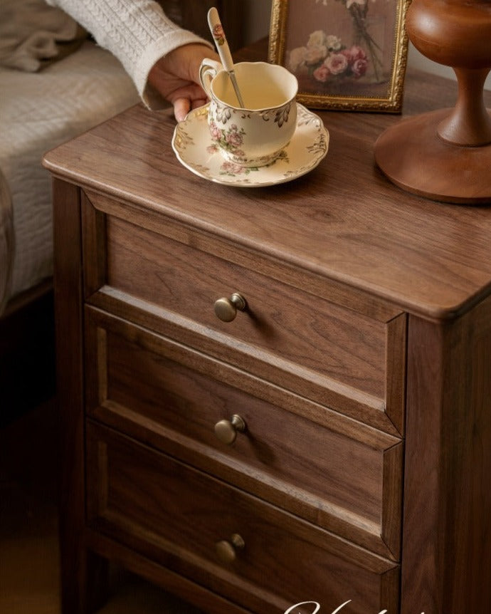 Black Walnut Solid Wood Nightstand.
