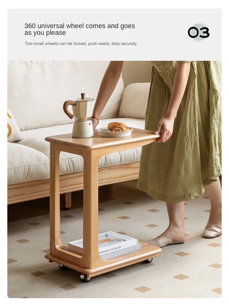Cherry, Beech, Black Walnut, Solid Rubberwood Chic C-Shaped Side Table
