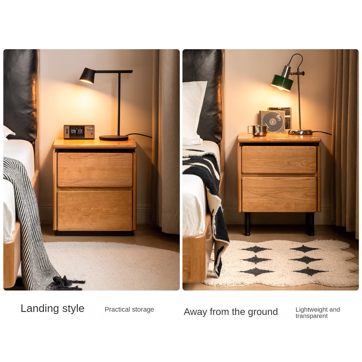 Cherry Solid Wood Retro Nightstand