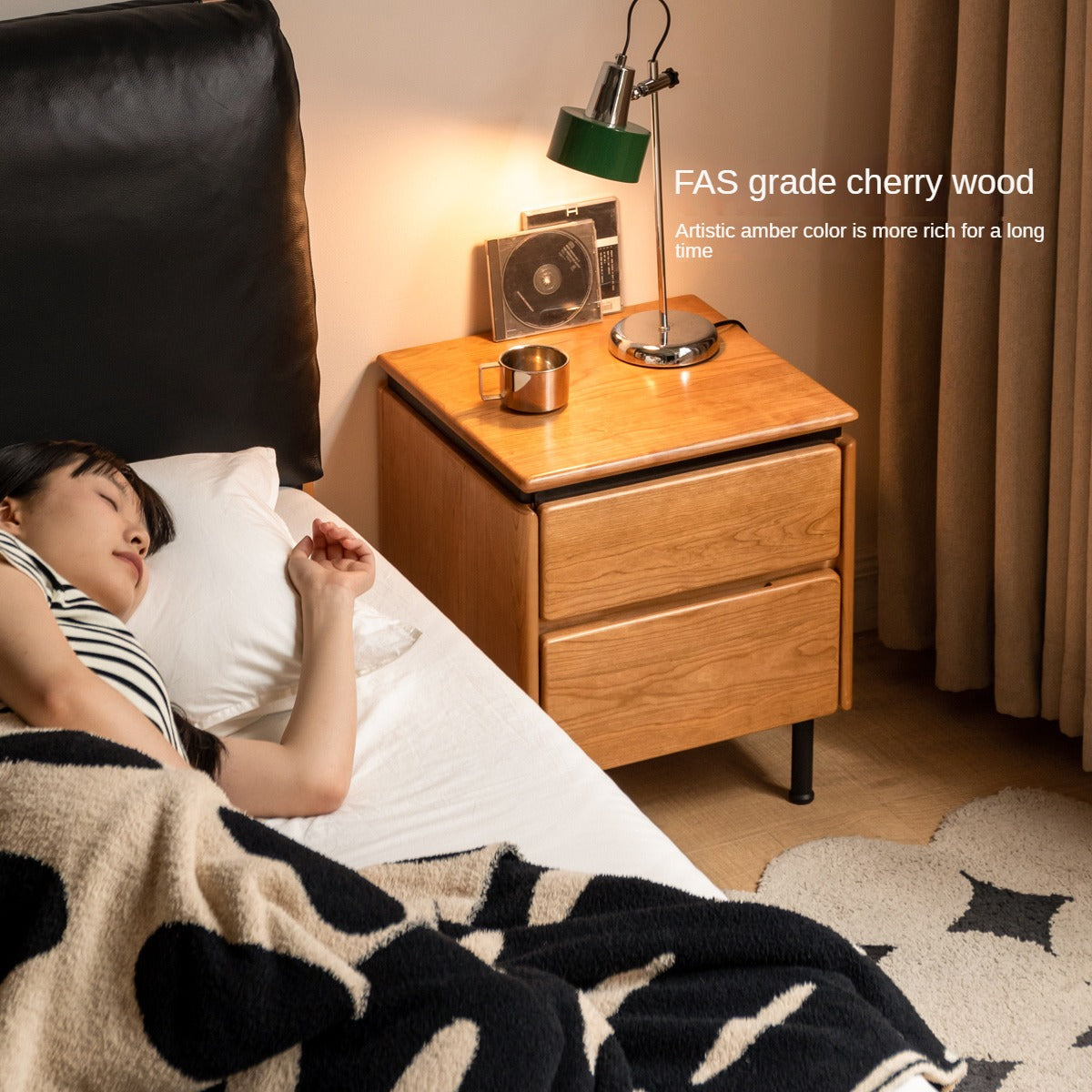 Cherry Solid Wood Retro Nightstand