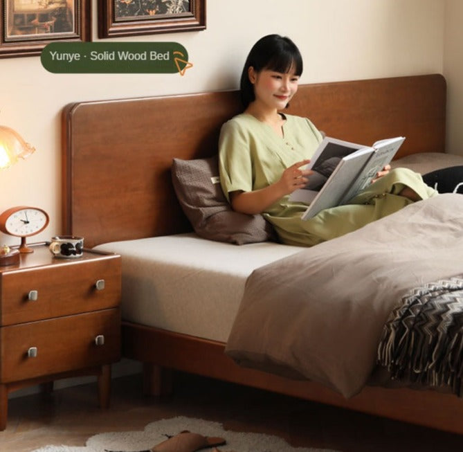 Poplar, Birch Solid Wood Retro Style Nightstand