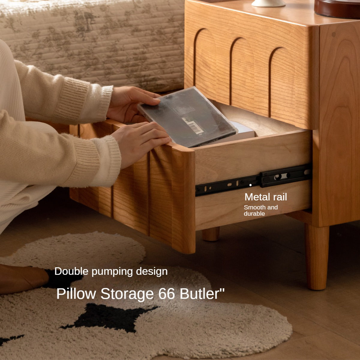Cherry Solid Wood Retro Nightstand