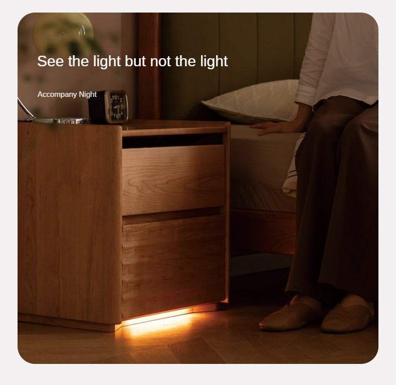 Cherry Wood Nightstand Lighted.
