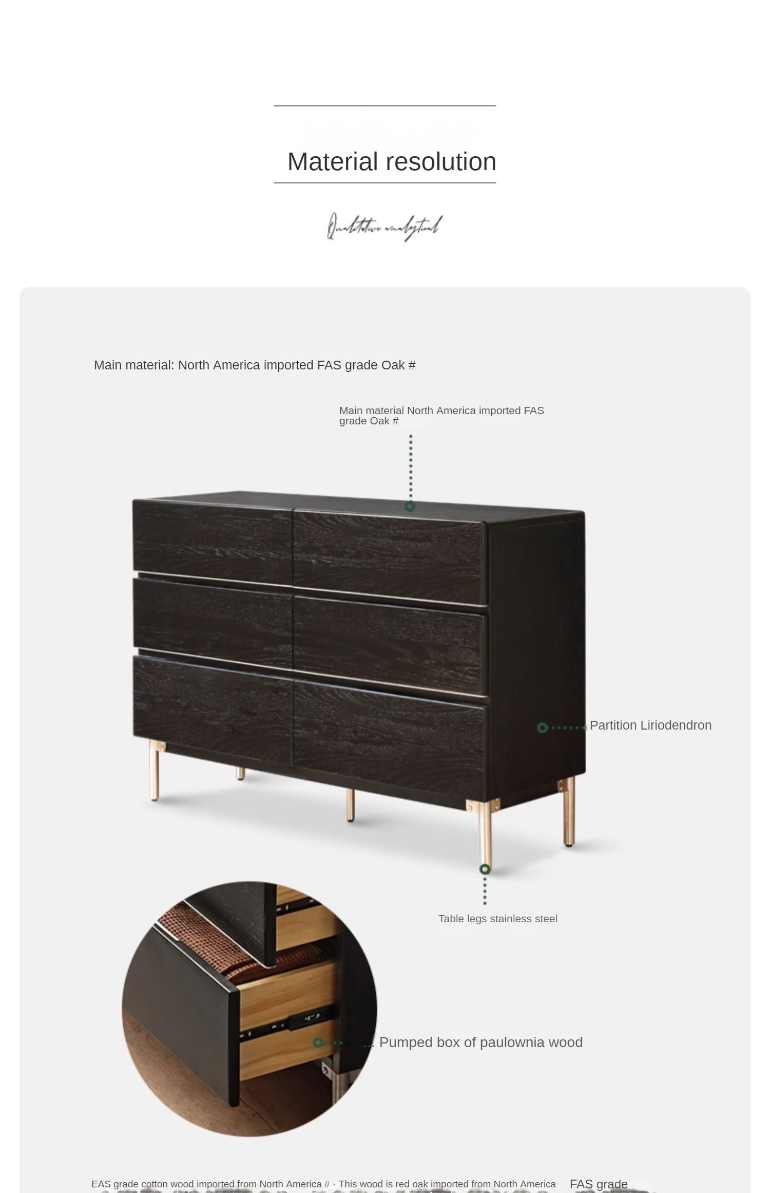 Oak Solid Wood Black Industrial Style Storage Cabinet