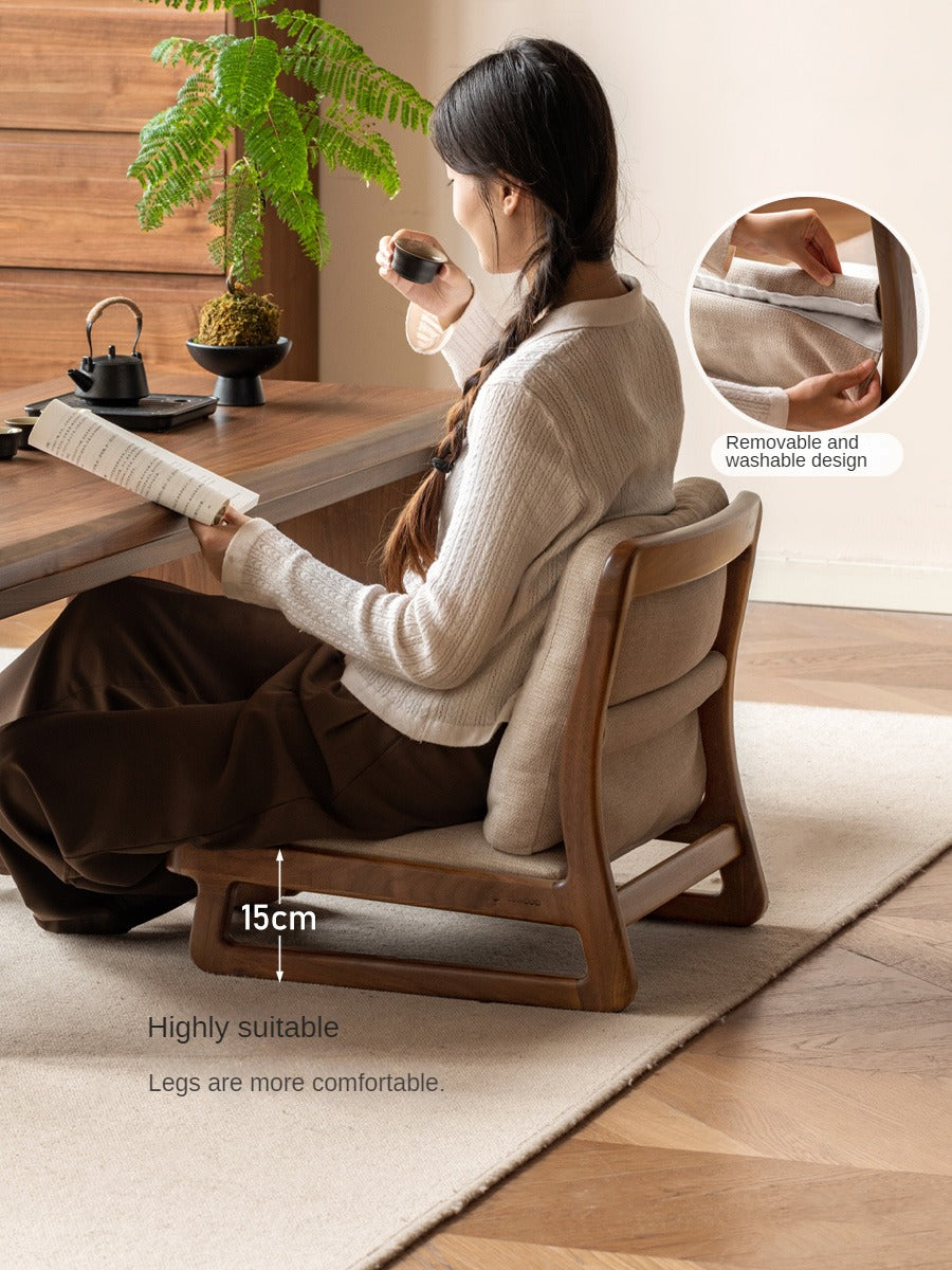 Black Walnut, Oak Solid Wood Tatami Tea Chair Low Back