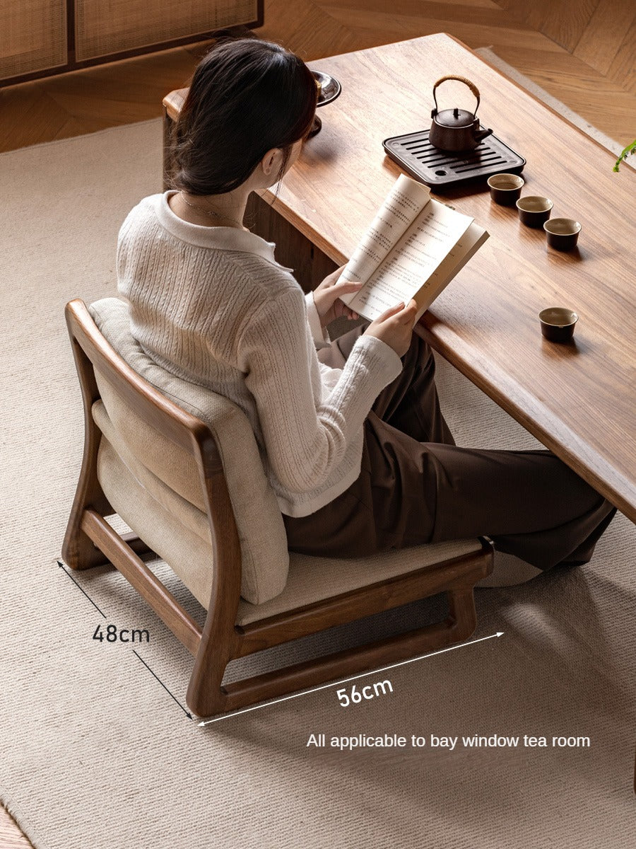 Black Walnut, Oak Solid Wood Tatami Tea Chair Low Back