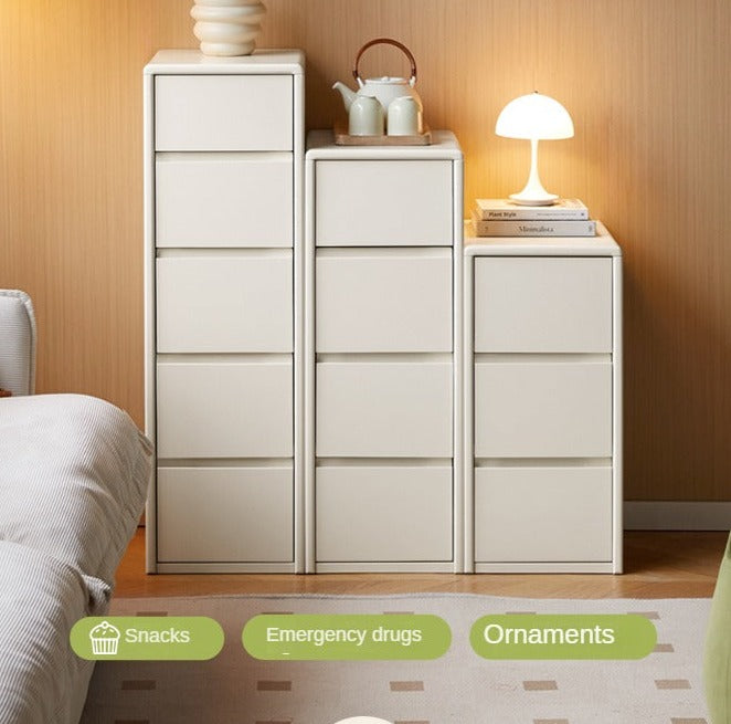 Solid Rubberwood White Drawer Storage Cabinet