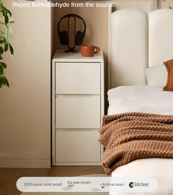 Solid Rubberwood White Drawer Storage Cabinet