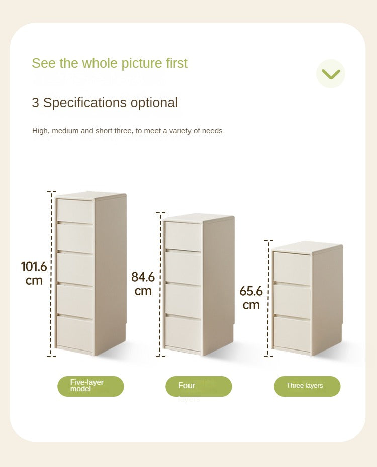 Solid Rubberwood White Drawer Storage Cabinet