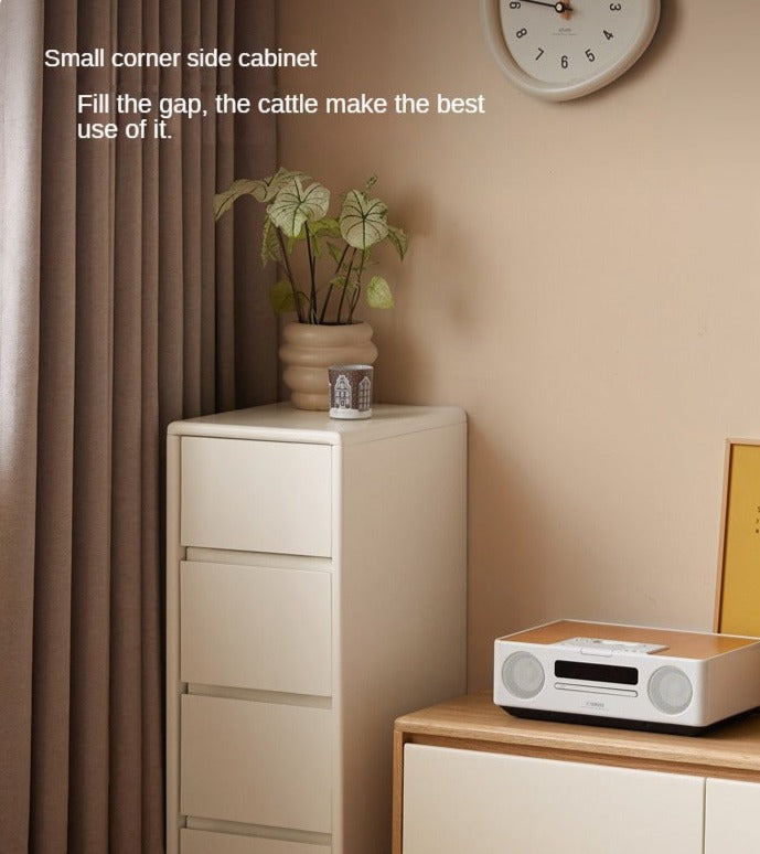 Solid Rubberwood White Drawer Storage Cabinet