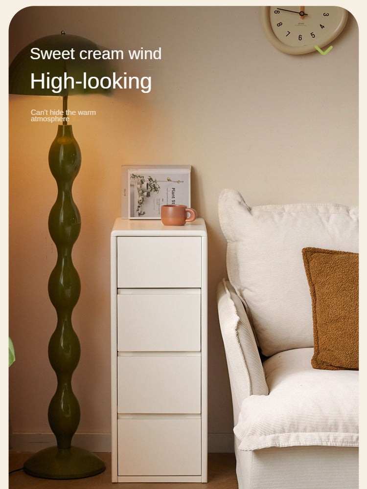 Poplar, Solid Rubberwood White Drawer Storage Cabinet