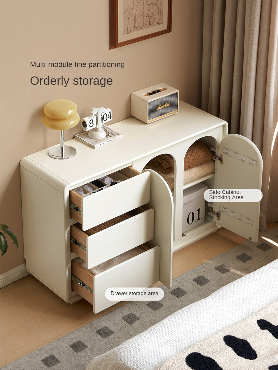 Rubberwood, Poplar Solid Wood White Storage Cabinet