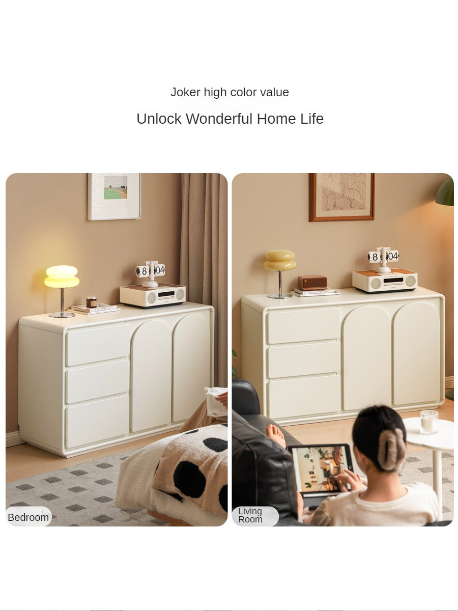 Rubberwood, Poplar Solid Wood White Storage Cabinet