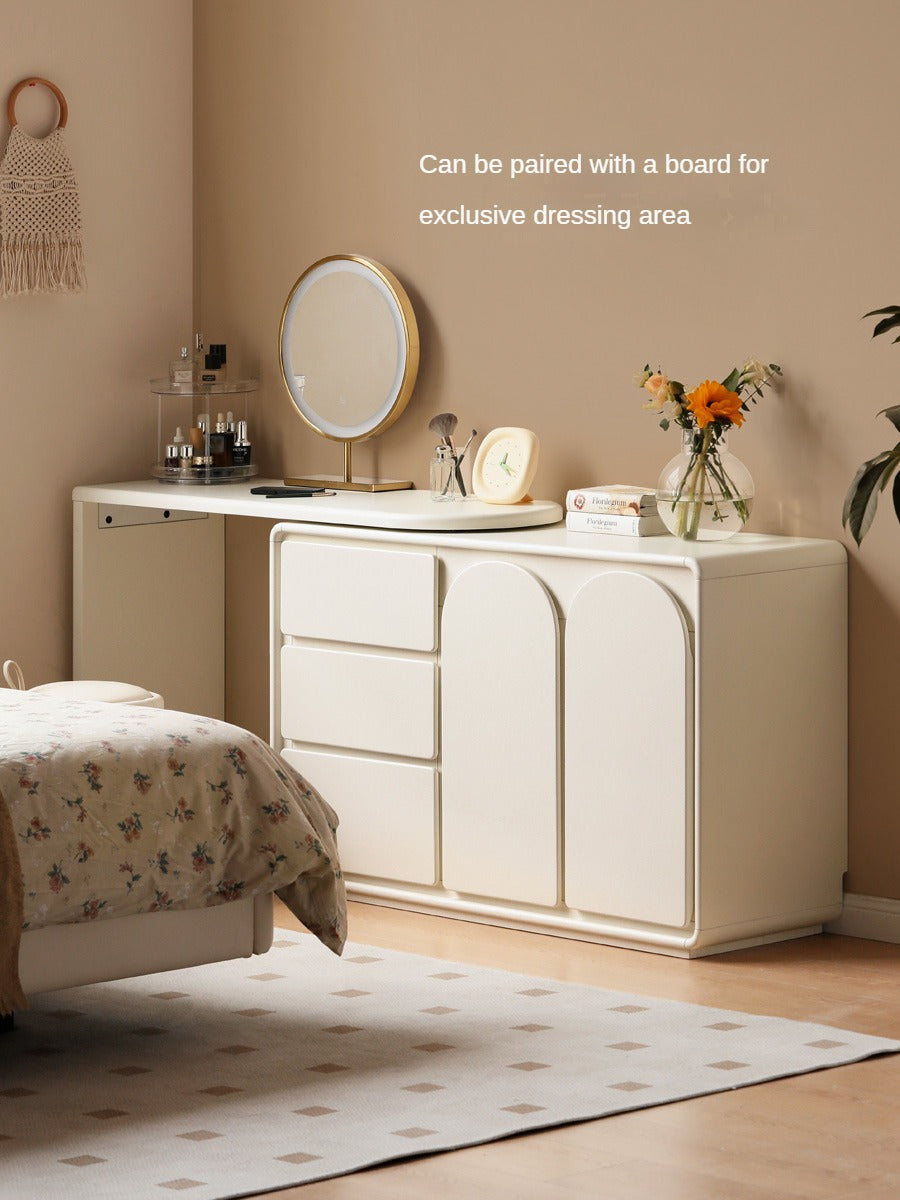 Rubberwood, Poplar Solid Wood White Storage Cabinet