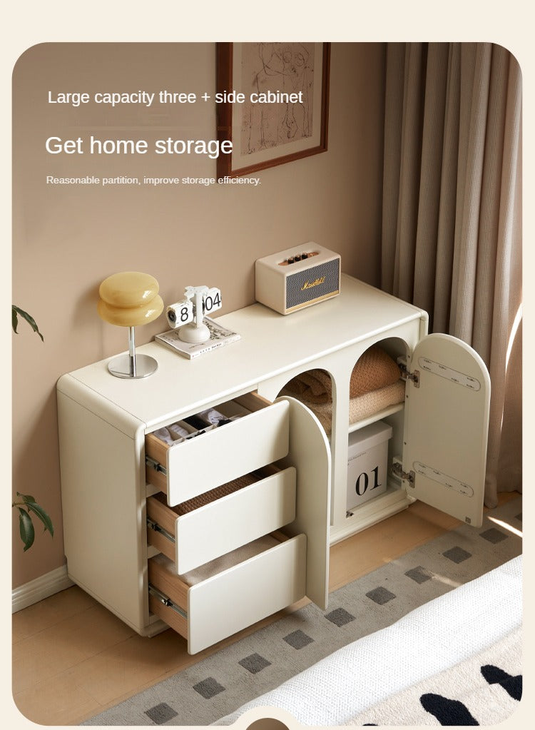 Rubberwood, Poplar Solid Wood White Storage Cabinet