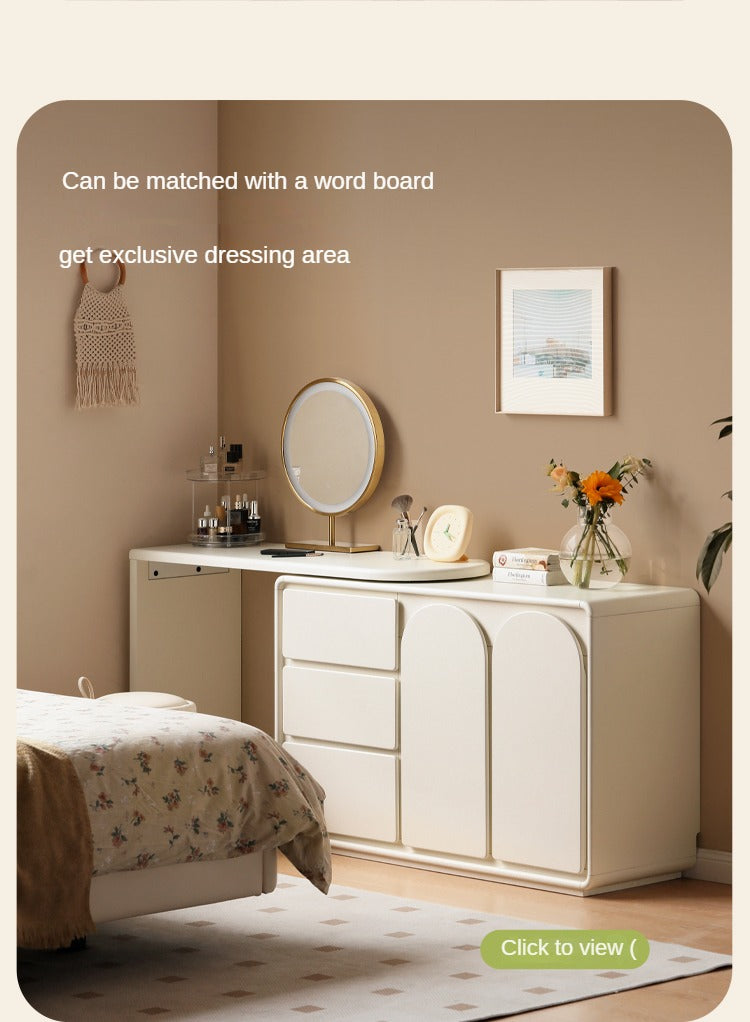 Rubberwood, Poplar Solid Wood White Storage Cabinet