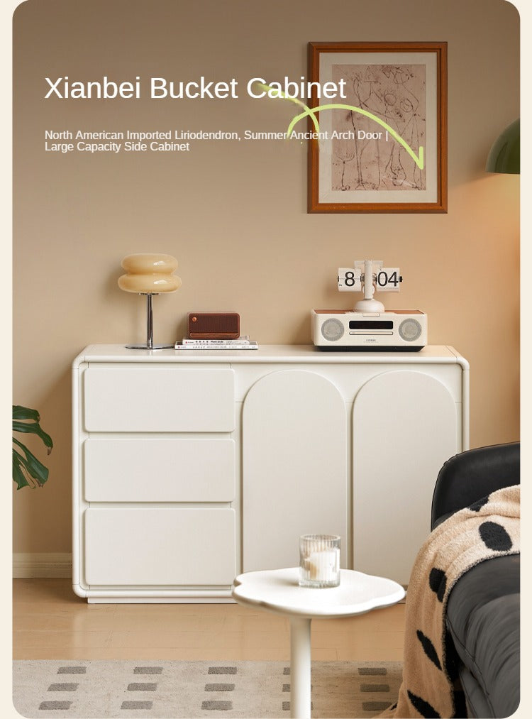 Rubberwood, Poplar Solid Wood White Storage Cabinet