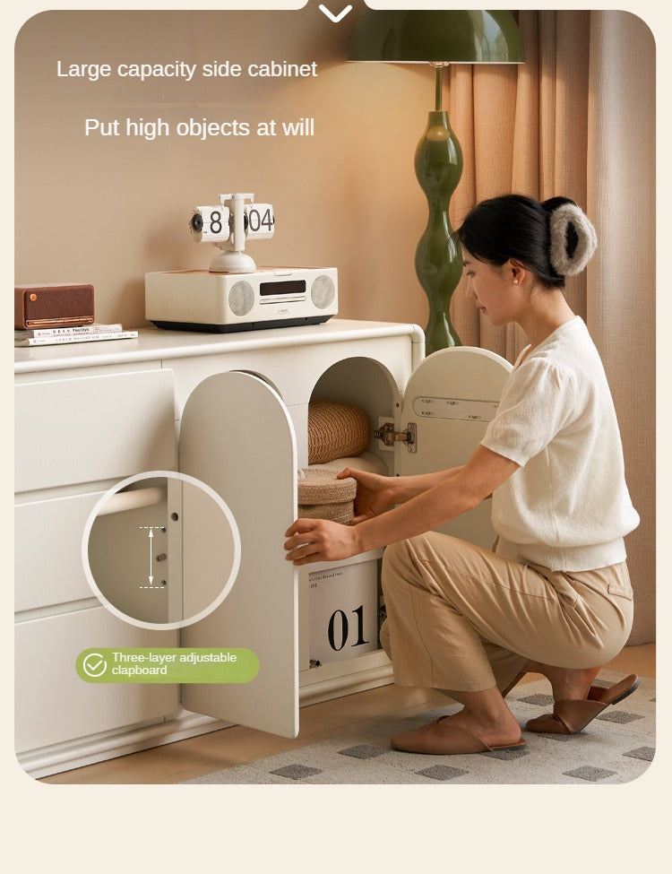 Rubberwood, Poplar Solid Wood White Storage Cabinet
