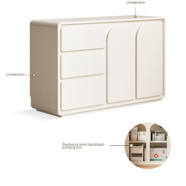 Rubberwood, Poplar Solid Wood White Storage Cabinet