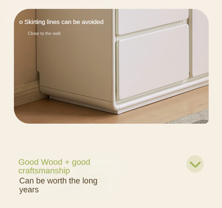 Rubberwood, Poplar Solid Wood White Storage Cabinet
