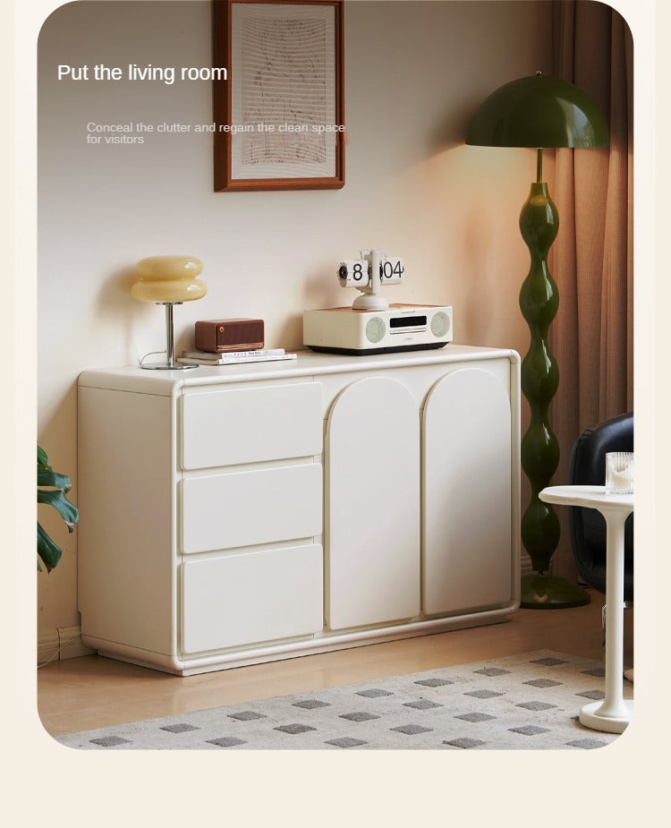Rubberwood, Poplar Solid Wood White Storage Cabinet