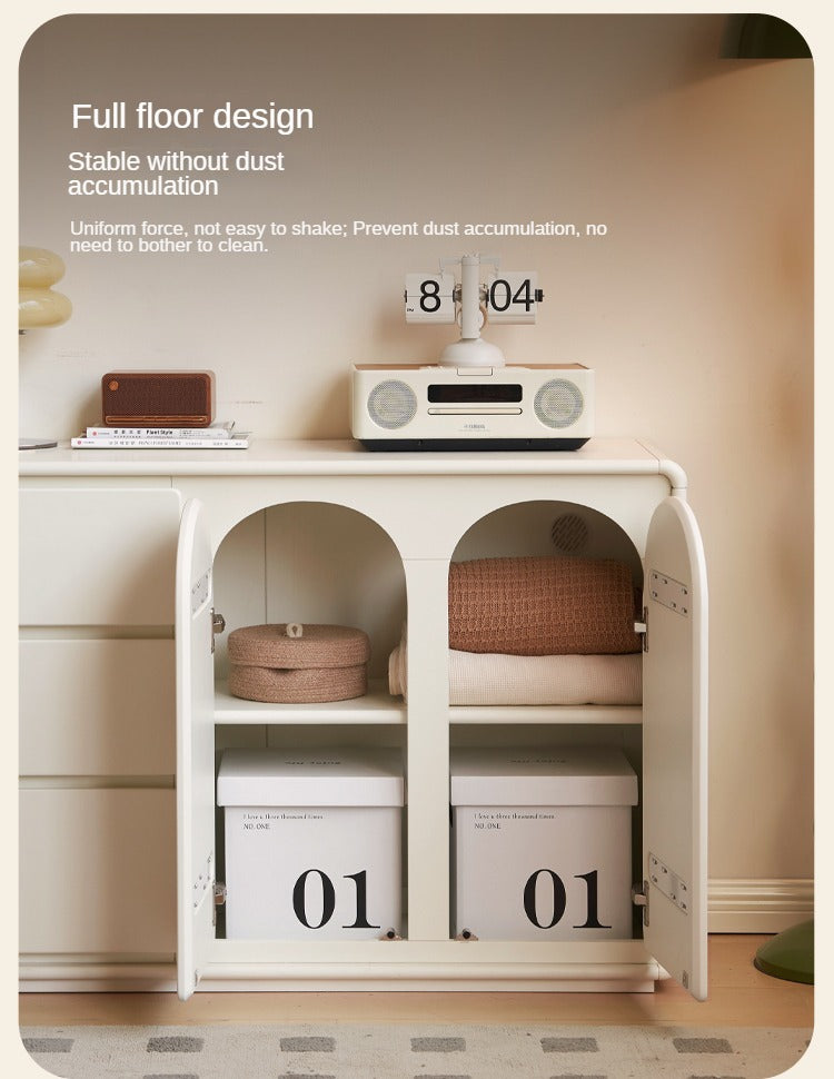 Rubberwood, Poplar Solid Wood White Storage Cabinet