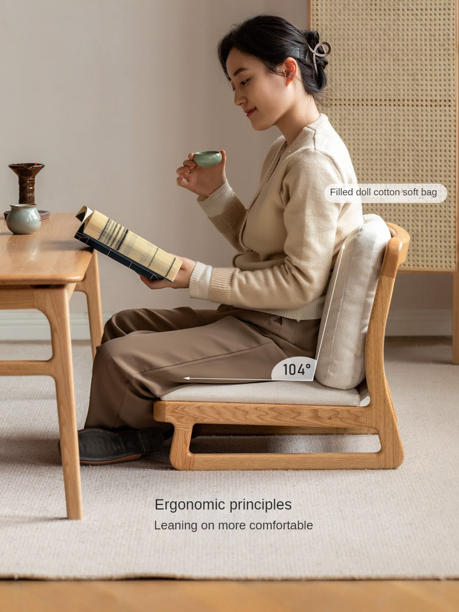 Oak Solid Wood Tatami Tea Chair Low Back