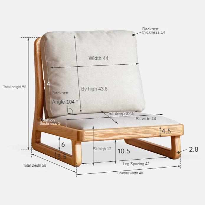 Oak Solid Wood Tatami Tea Chair Low Back