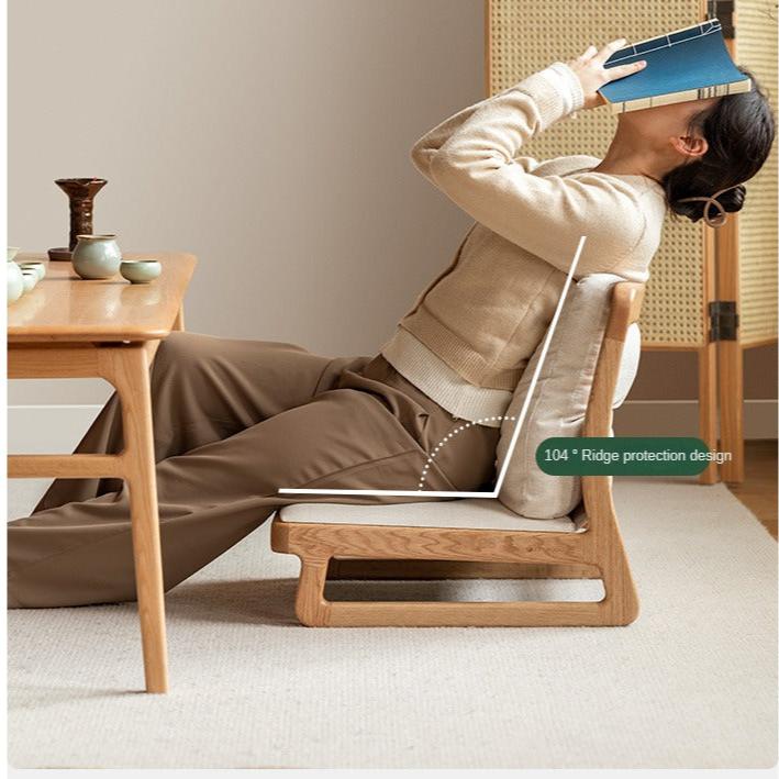 Oak Solid Wood Tatami Tea Chair Low Back