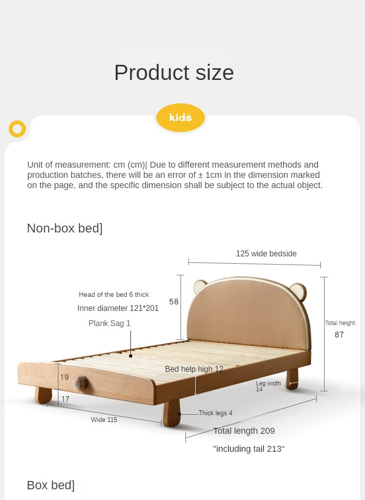 Beech, Oak solid wood Bear Box Bed<