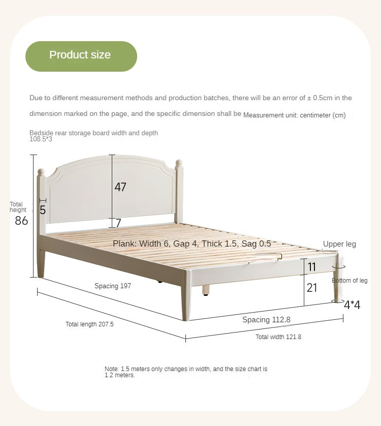 Rubber Wood Children's Bed American Cream Style.