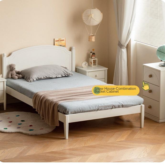 Rubber Wood Children's Bed American Cream Style.