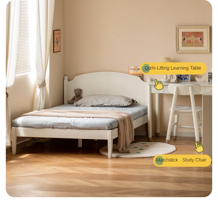 Rubber Wood Children's Bed American Cream Style.