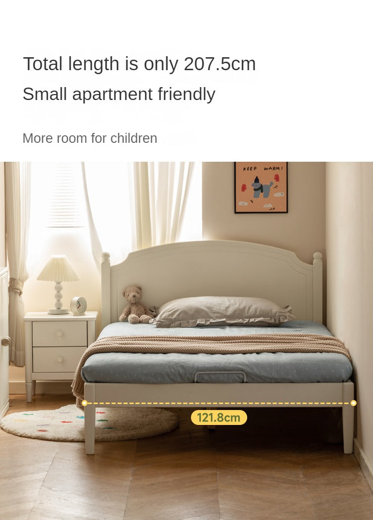 Rubber Wood Children's Bed American Cream Style.