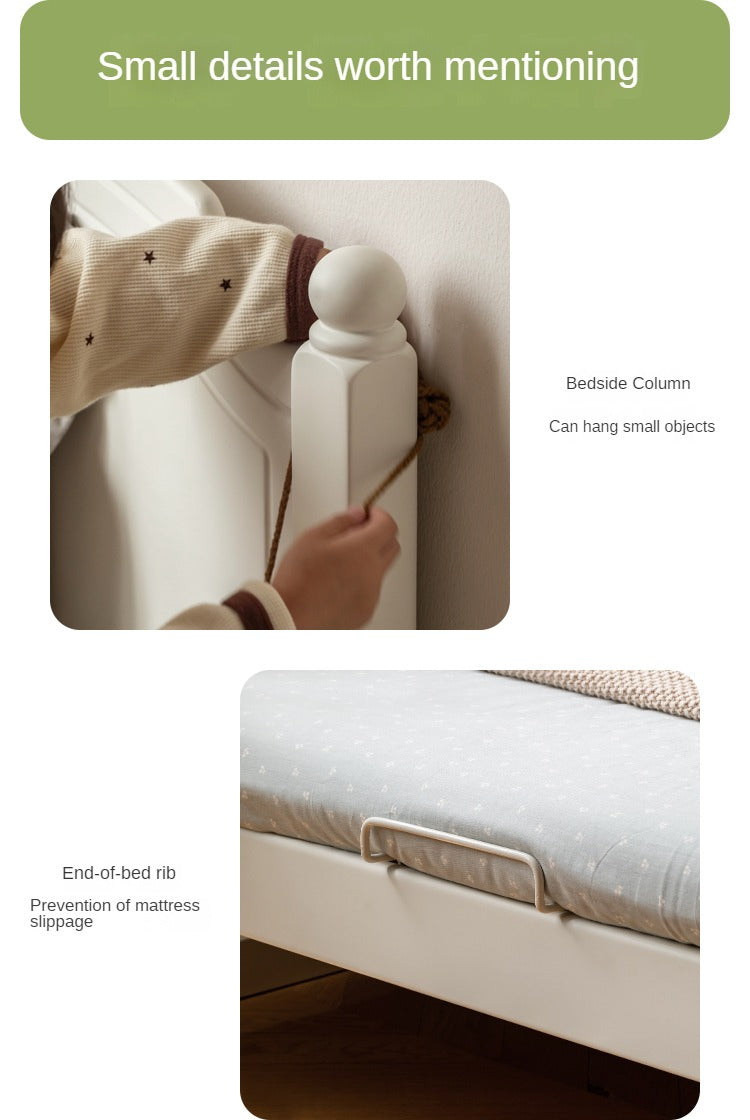Rubber Wood Children's Bed American Cream Style.