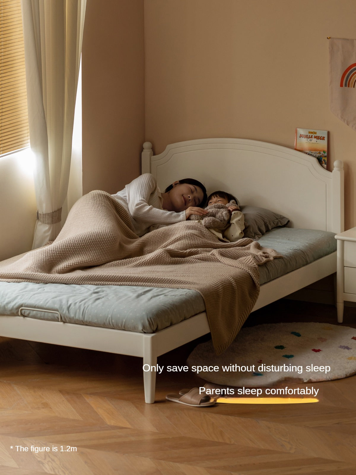 Rubber Wood Children's Bed American Cream Style.