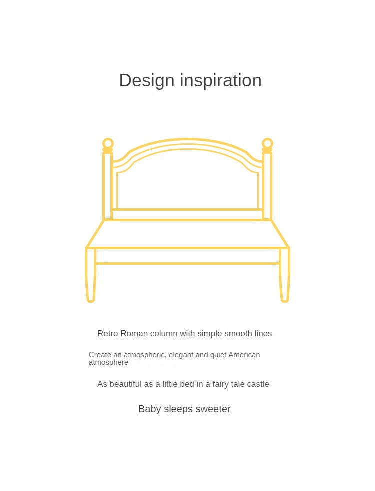 Rubber Wood Children's Bed American Cream Style.