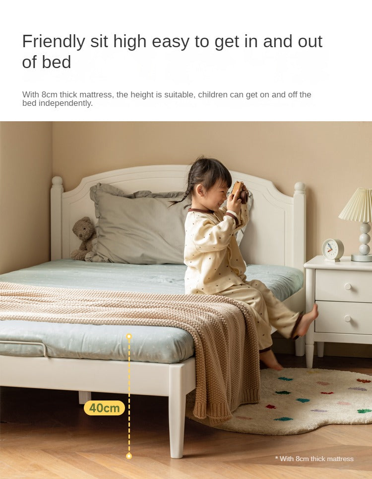 Rubber Wood Children's Bed American Cream Style.