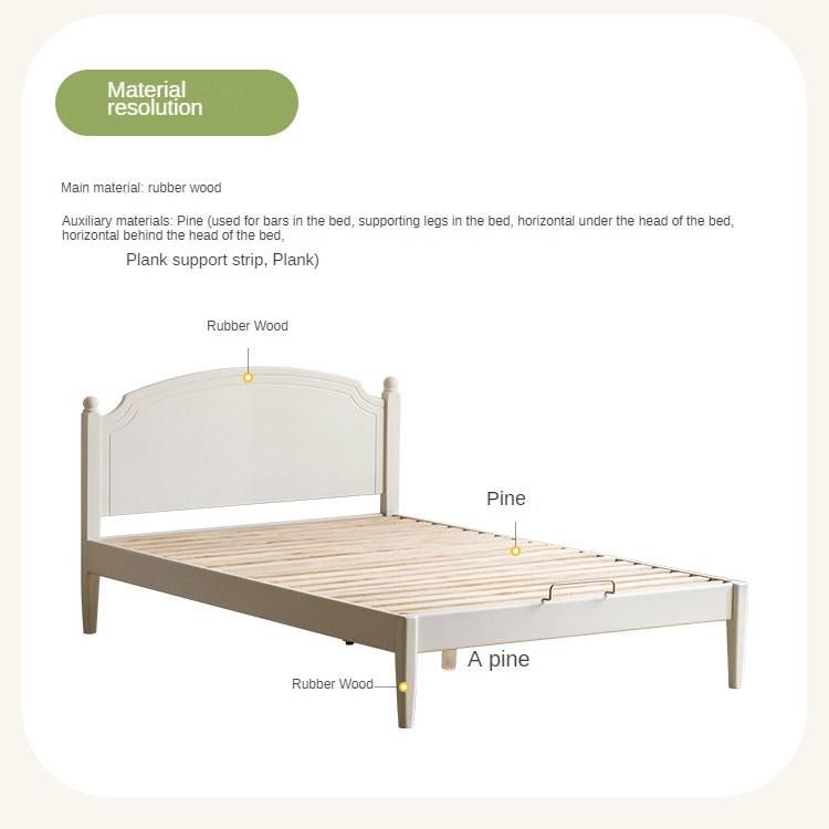 Rubber Wood Children's Bed American Cream Style.