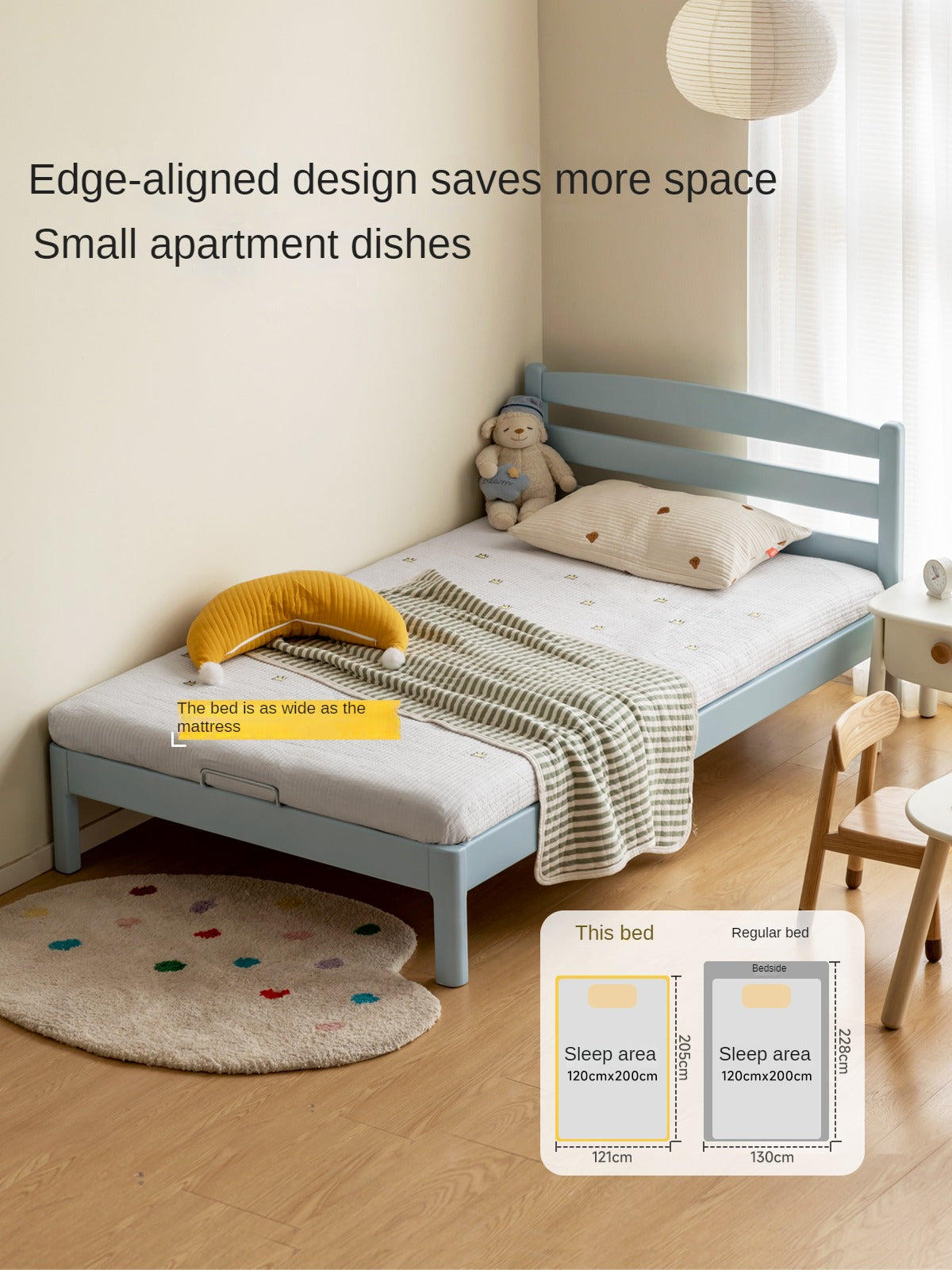 Rubber Wood Children's Modern Simple Bed Boys Girls