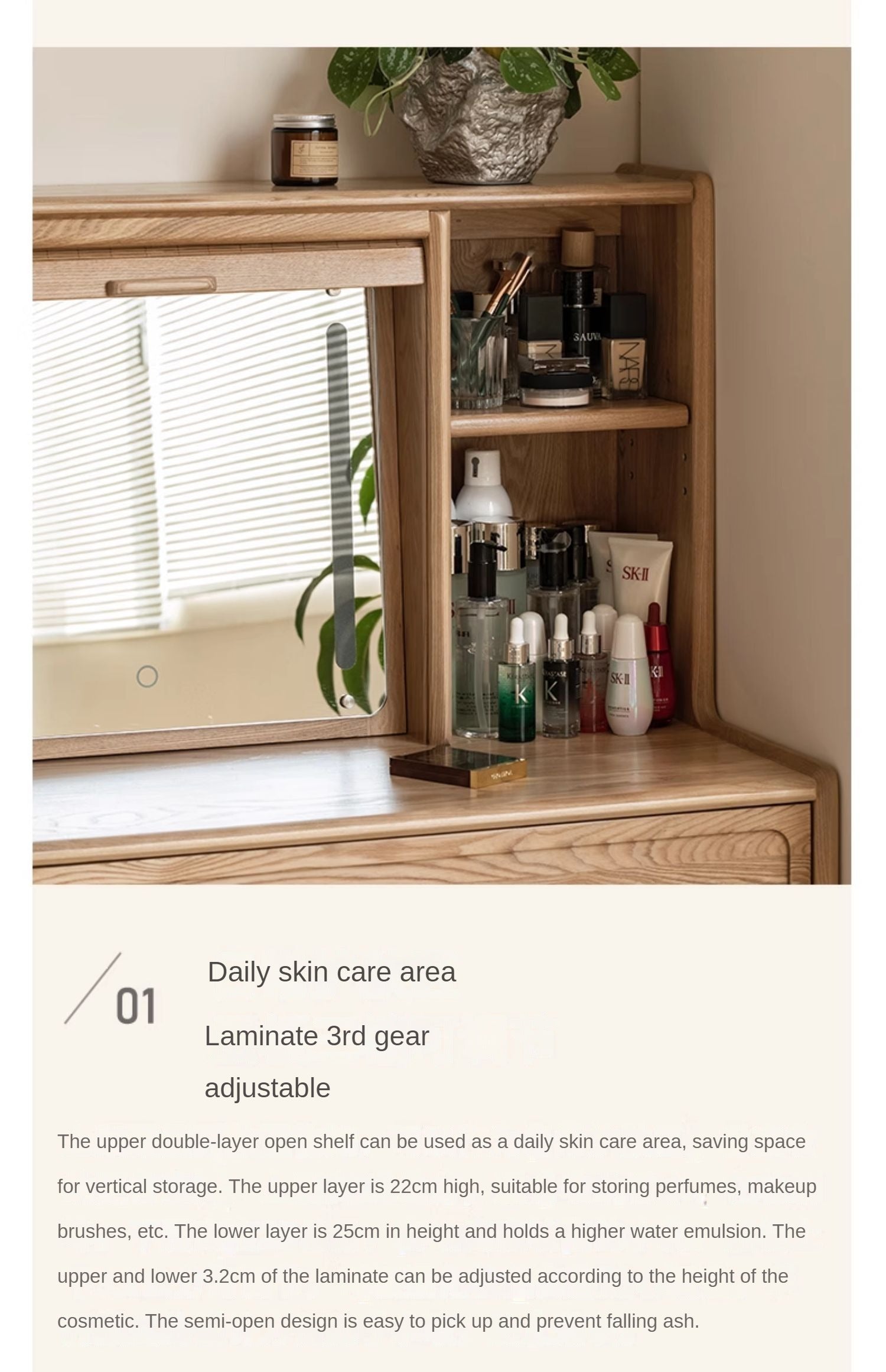 Ash, Oak Solid Wood Dressing Table.