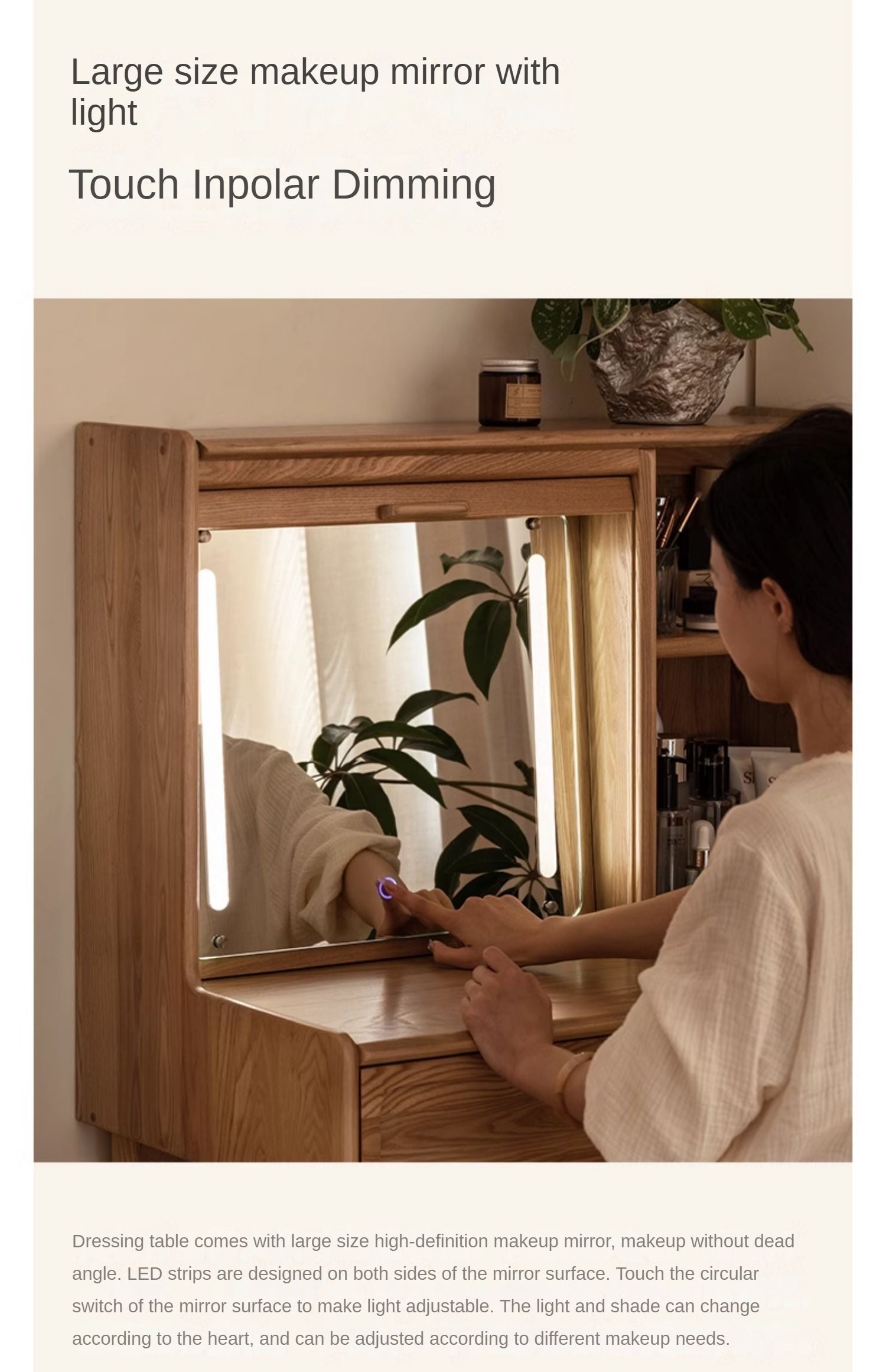 Ash, Oak Solid Wood Dressing Table.