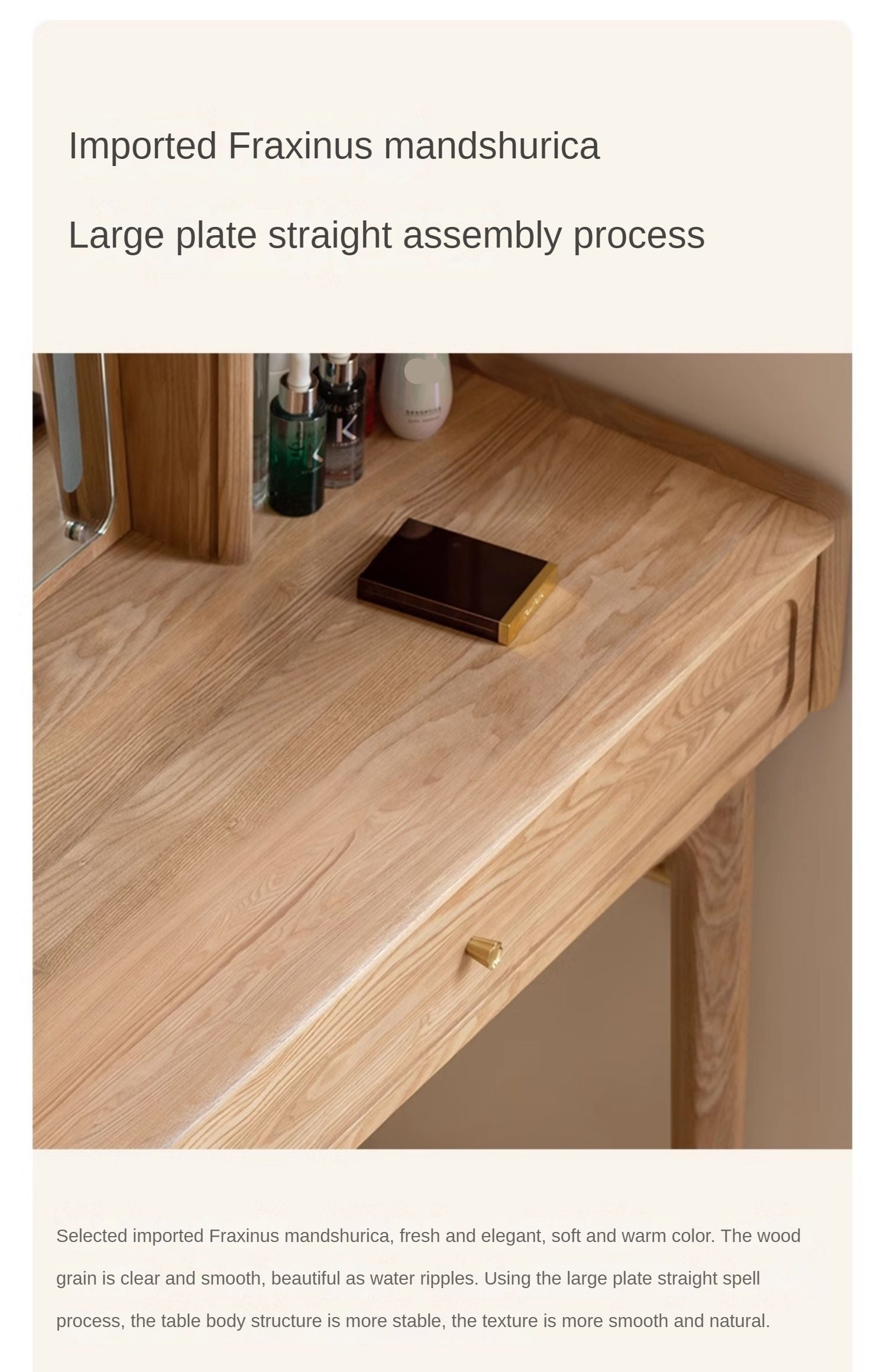 Ash, Oak Solid Wood Vanity Table.