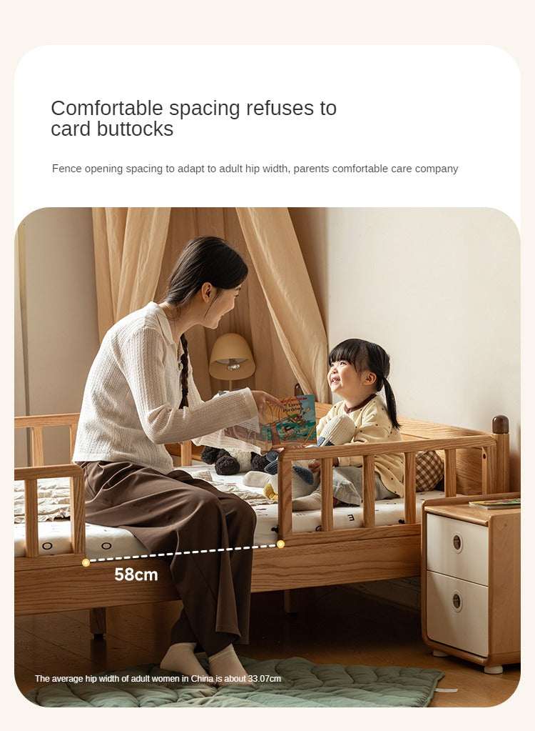 Beech, Oak Solid Wood Children's Bed Widened Guardrail<