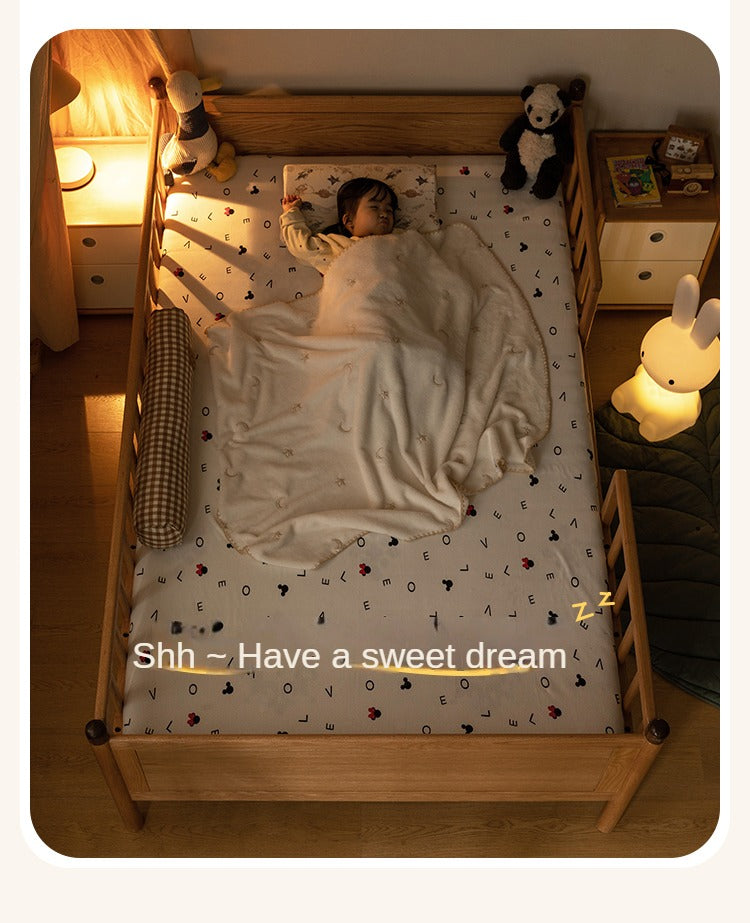 Beech, Oak Solid Wood Children's Bed Widened Guardrail<