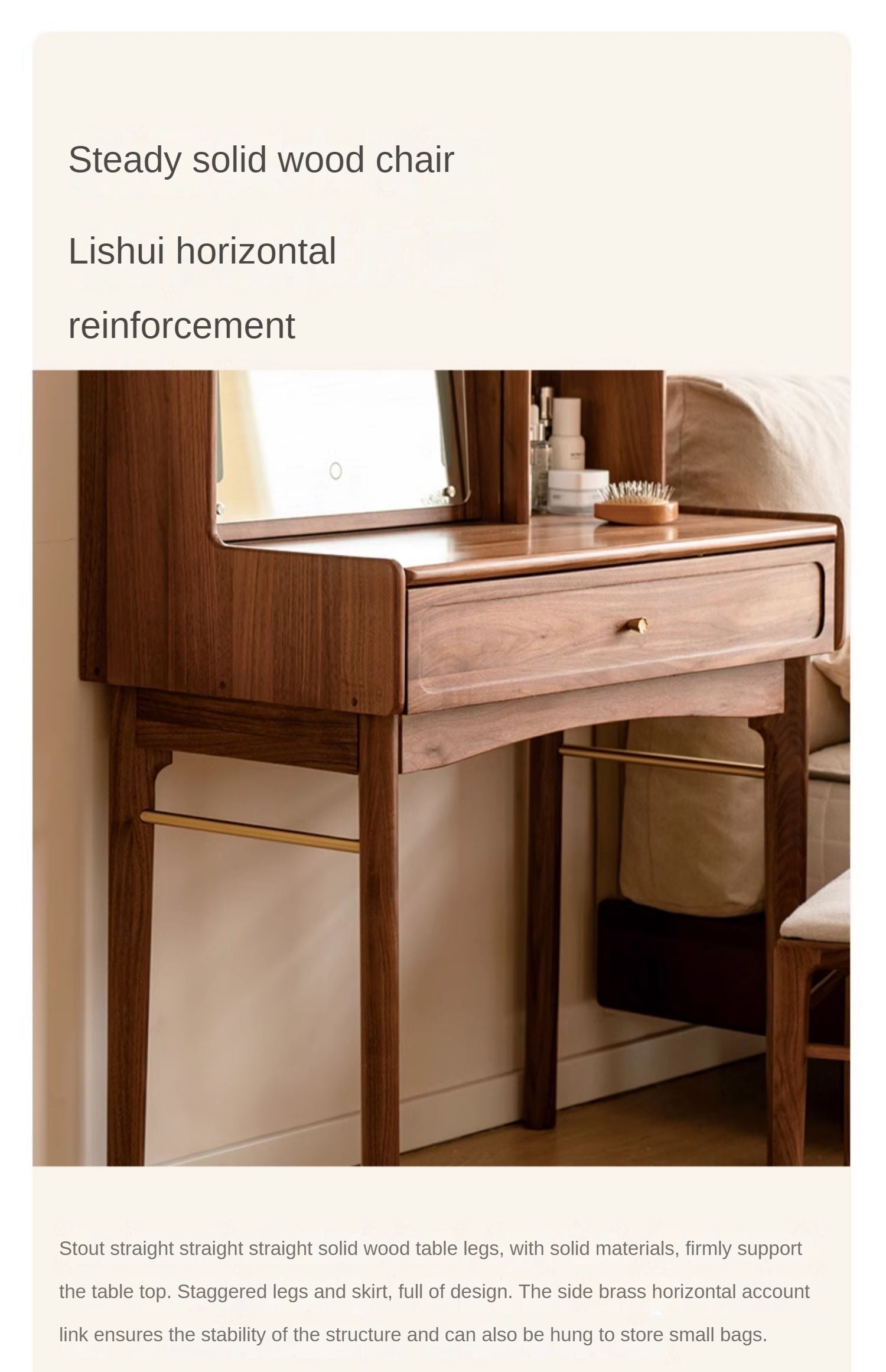 Ash, Oak, Black Walnut Solid Wood Dressing Table.