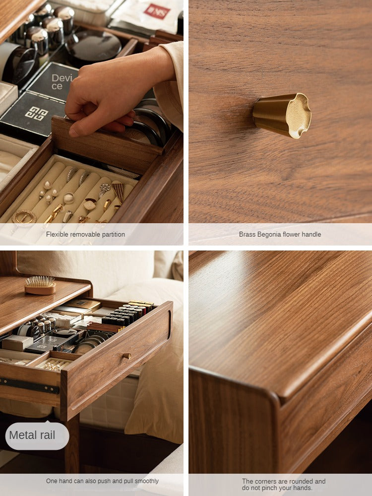 Ash, Oak, Black Walnut Solid Wood Vanity Table.